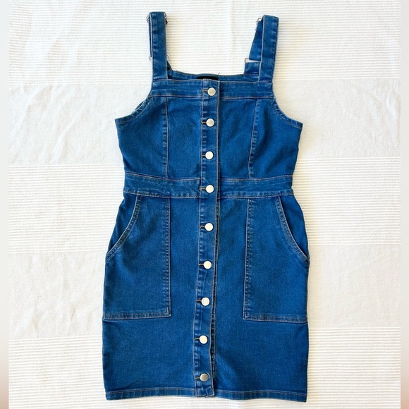 Red Sky Denim Jumper Pinafore Dress - Picture 2 of 8